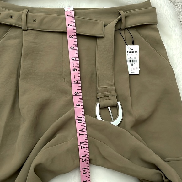 EXPRESS high Waisted Pleated Belted Utility Trouser Pants - Picture 4 of 9